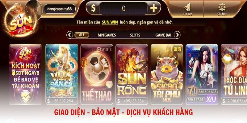 Giao diện - Bảo mật - Dịch vụ khách hàng làm nên thương hiệu Sunwin